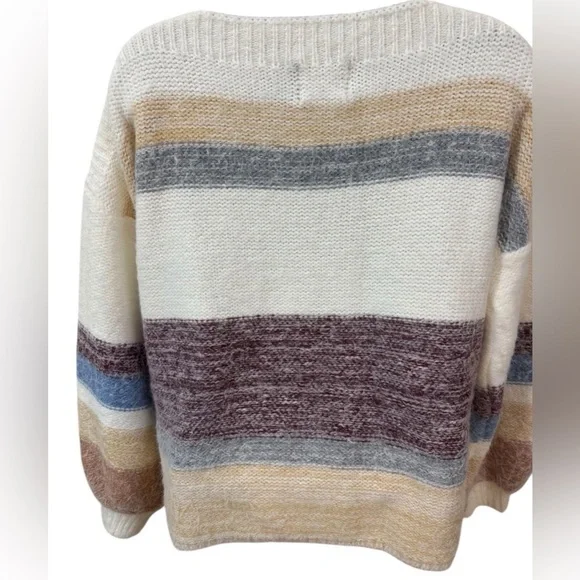 Buckle Black Striped Eyelash Knit Sweater Size M - Picture 9 of 11